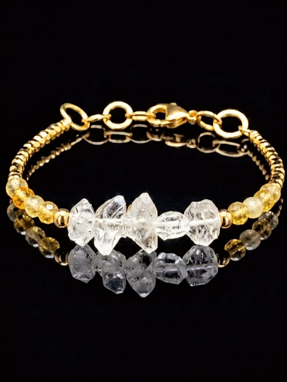 Earth Luxe: Natural Citrine & Double Terminated Herkimer Diamonds Bracelet